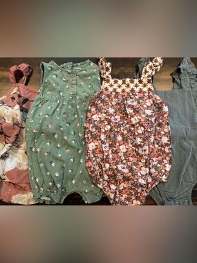 Baby Girls Romper Bundle - Mixed Floral & Solid Styles